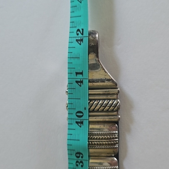 Chico's Womens Black leather Belt Silver Square Pieces Hook loop Closure Sz.42 - Picture 8 of 16